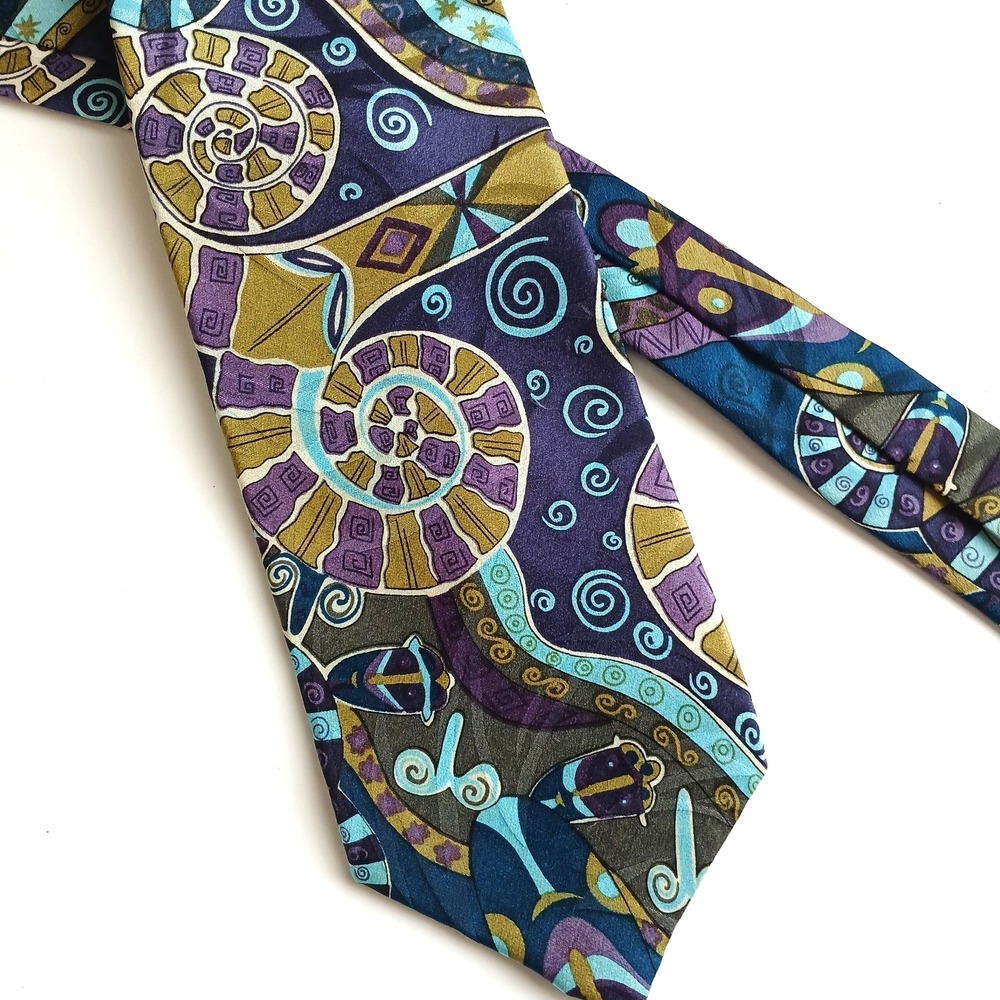 Montagu Purple Blue Gold Italian Made 100% Silk Men's Tie